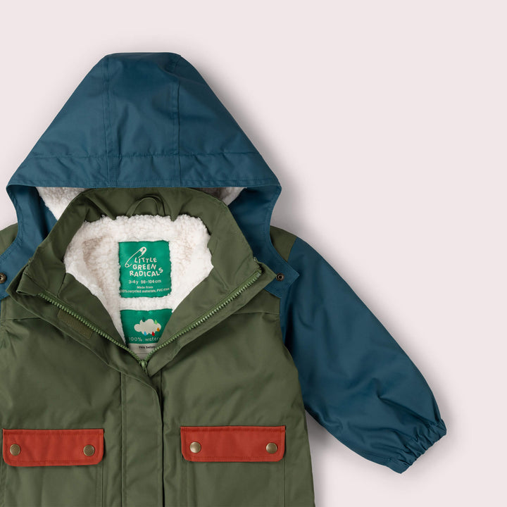 Chive Green Recycled Waterproof Winter Coat Green / 8-9y