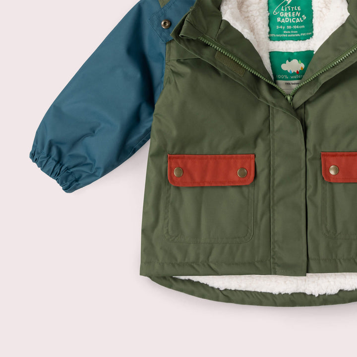 Chive Green Recycled Waterproof Winter Coat Green / 8-9y