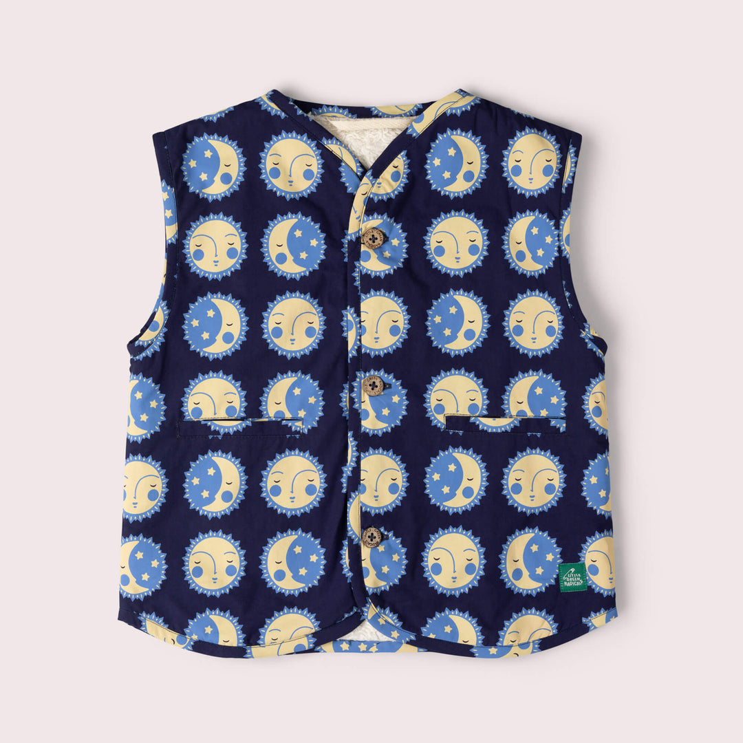 Sun Folk Sherpa Lined Reversible Gilet Blue / 7-8y