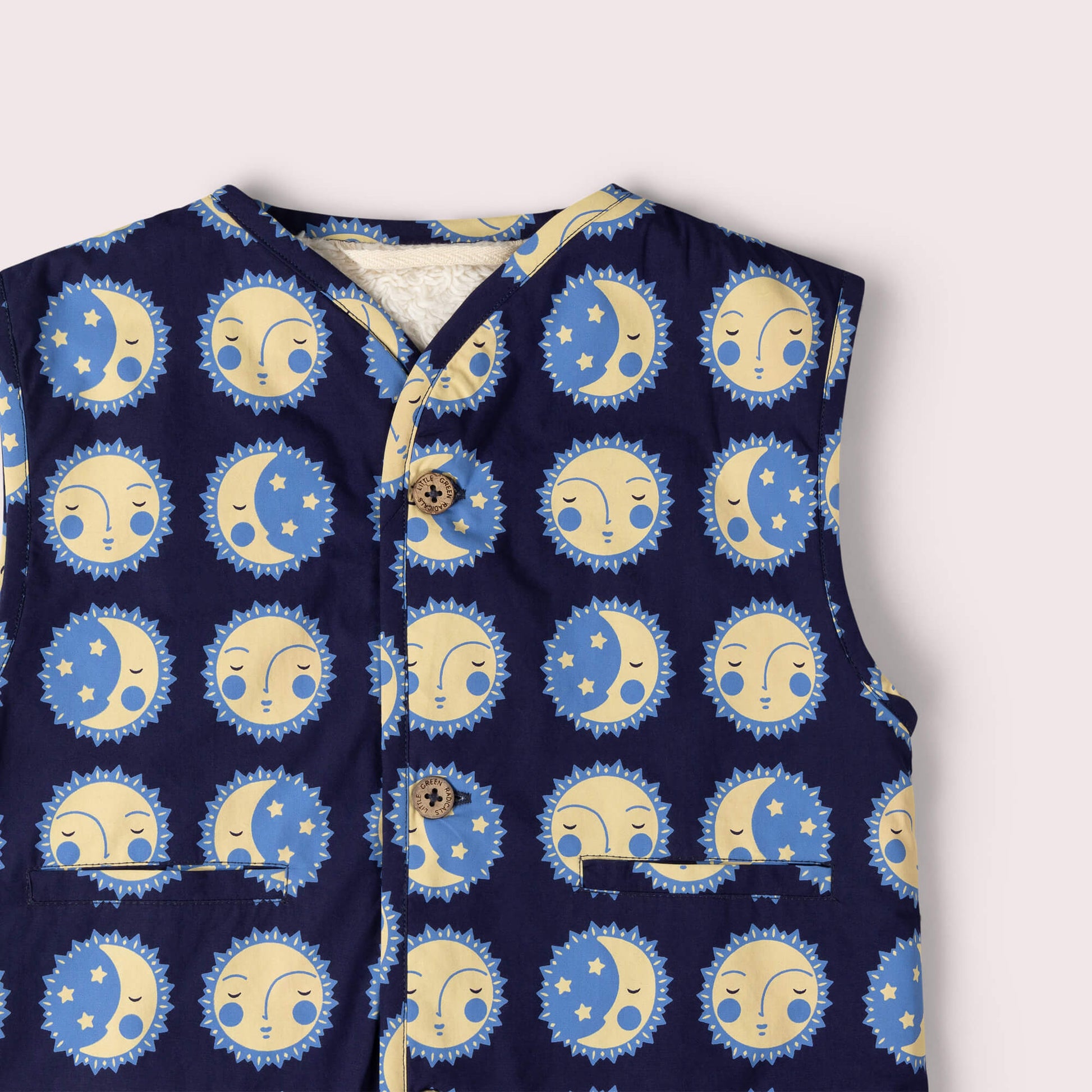 Sun Folk Sherpa Lined Reversible Gilet Blue / 7-8y