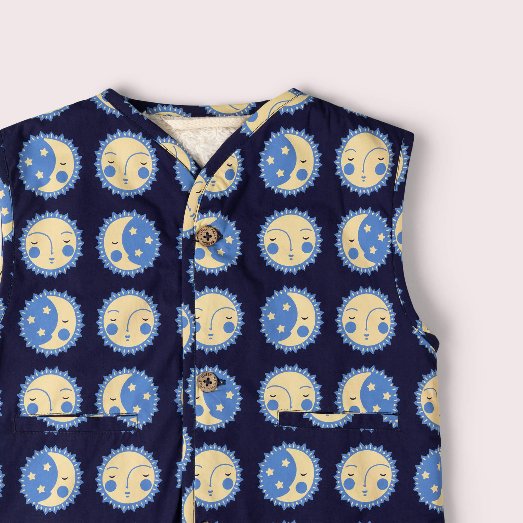 Sun Folk Sherpa Lined Reversible Gilet Blue / 7-8y