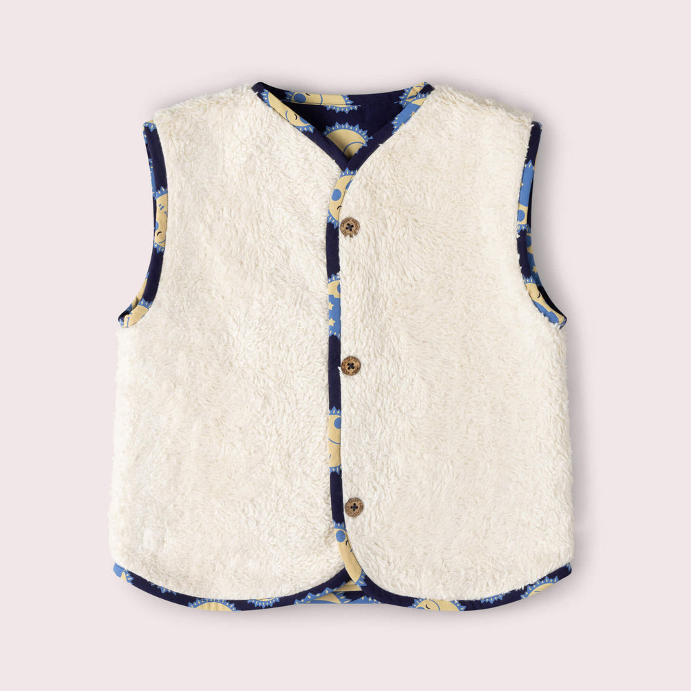 Sun Folk Sherpa Lined Reversible Gilet Blue / 7-8y