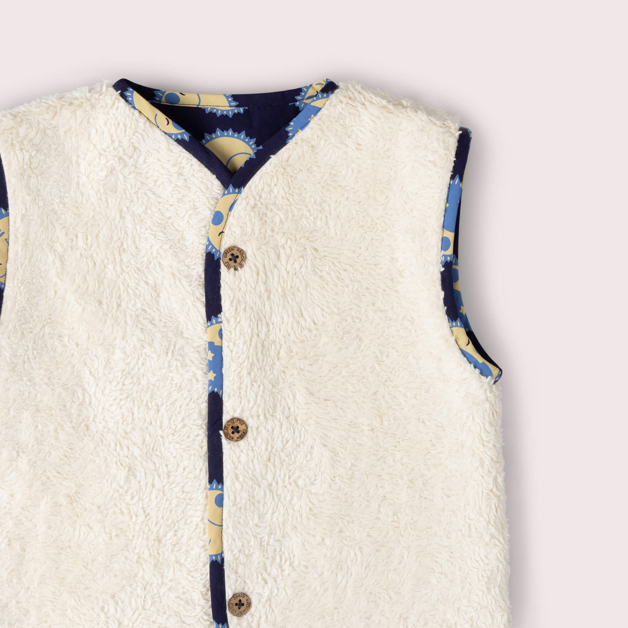 Sun Folk Sherpa Lined Reversible Gilet Blue / 7-8y