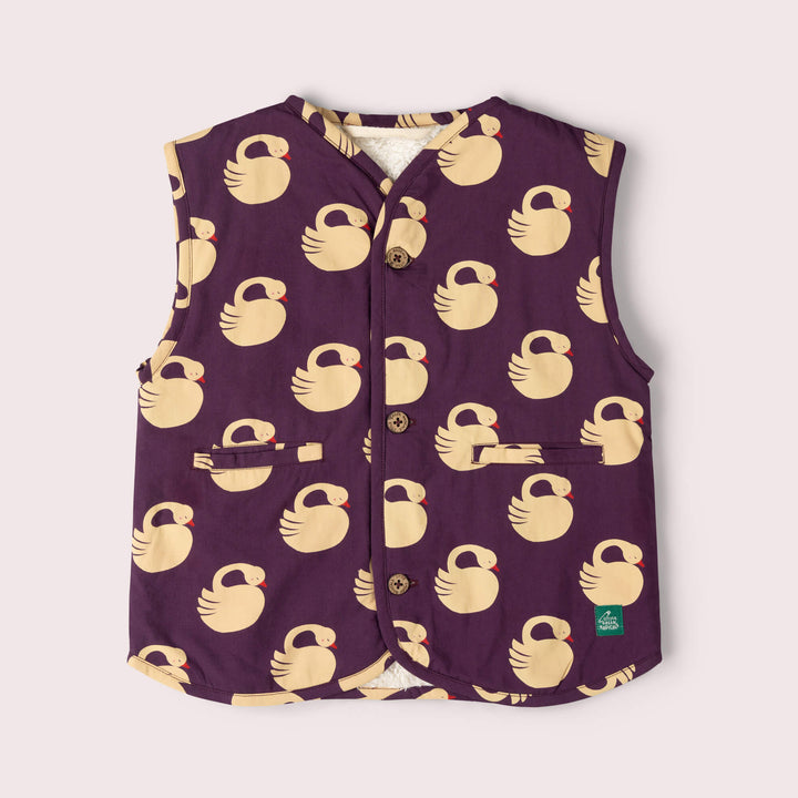 Sleeping Swans Sherpa Lined Reversible Gilet Purple / 7-8y