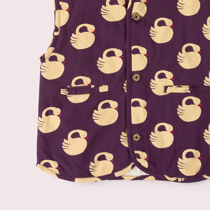 Sleeping Swans Sherpa Lined Reversible Gilet Purple / 7-8y