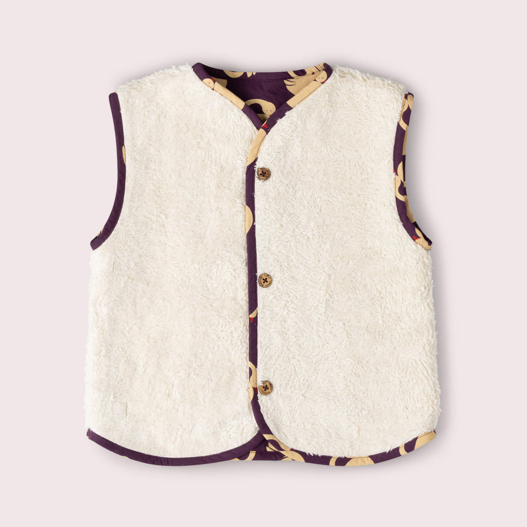 Sleeping Swans Sherpa Lined Reversible Gilet Purple / 7-8y