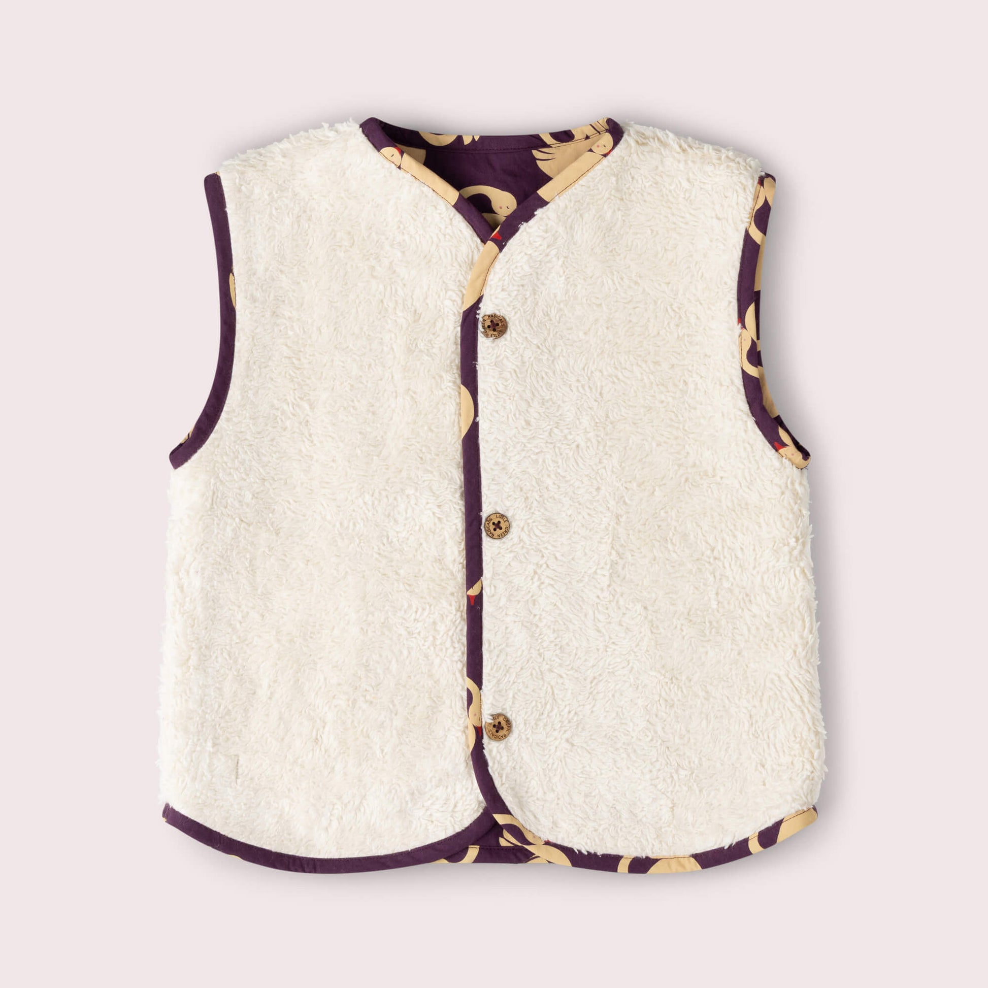 Sleeping Swans Sherpa Lined Reversible Gilet Purple / 7-8y
