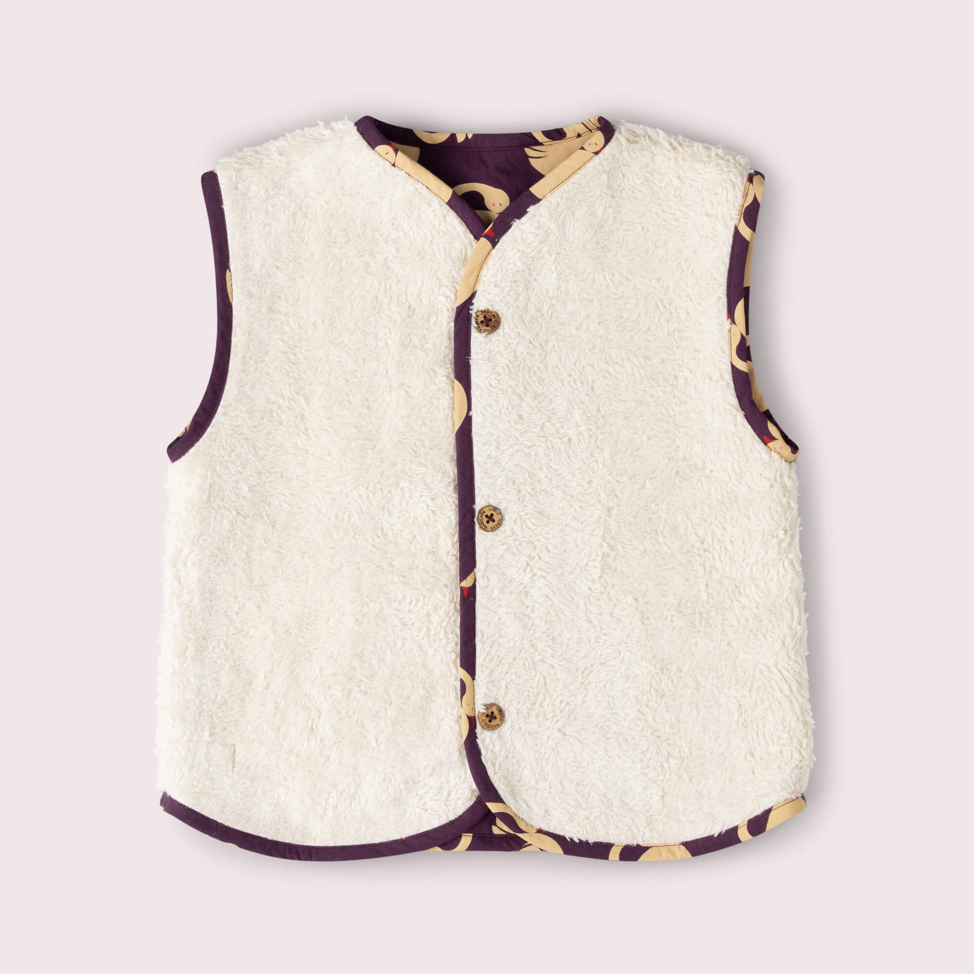 Sleeping Swans Sherpa Lined Reversible Gilet Purple / 7-8y