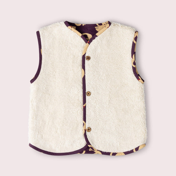 Sleeping Swans Sherpa Lined Reversible Gilet Purple / 7-8y