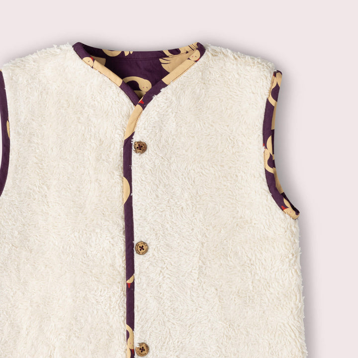 Sleeping Swans Sherpa Lined Reversible Gilet Purple / 7-8y