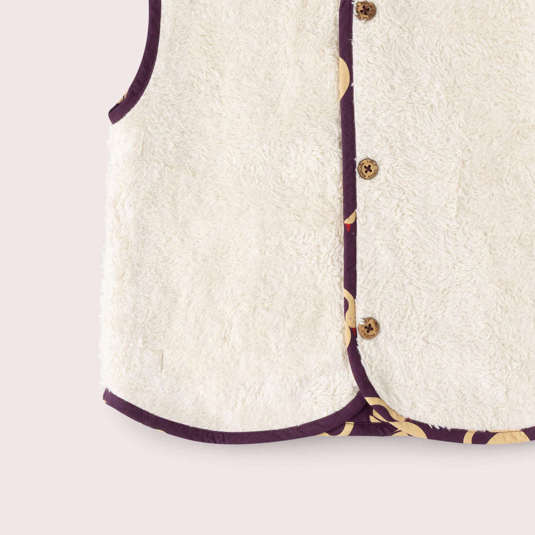 Sleeping Swans Sherpa Lined Reversible Gilet Purple / 7-8y