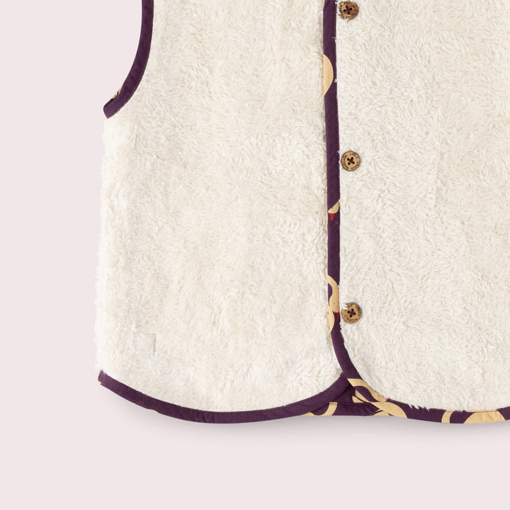 Sleeping Swans Sherpa Lined Reversible Gilet Purple / 7-8y