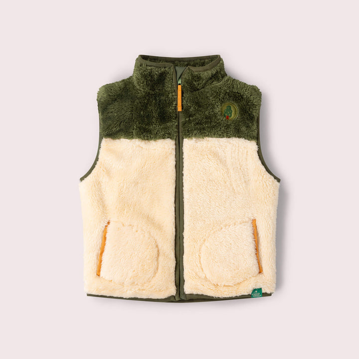 Chive Zip Up Recycled Cosy Fleece Gilet Green / 7-8y