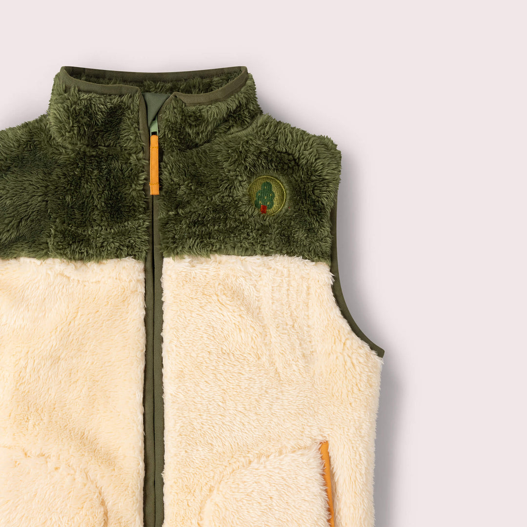 Chive Zip Up Recycled Cosy Fleece Gilet Green / 7-8y