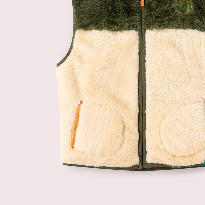 Chive Zip Up Recycled Cosy Fleece Gilet Green / 7-8y