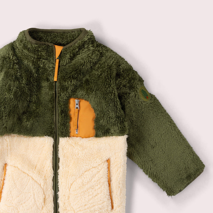 Chive Zip Up Cosy Recycled Fleece Jacket Green / 7-8y