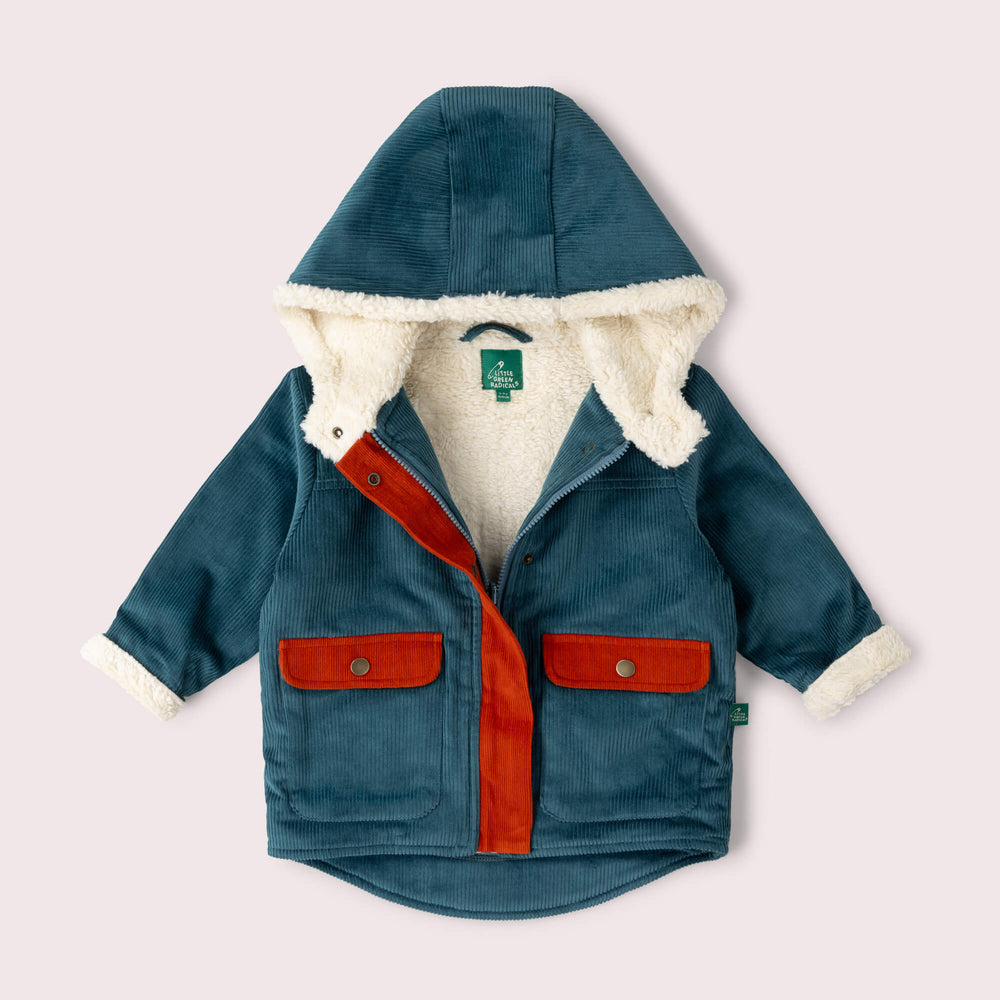 Calm Sea Colourblock Organic Sherpa Toasty Coat Blue / 7-8y