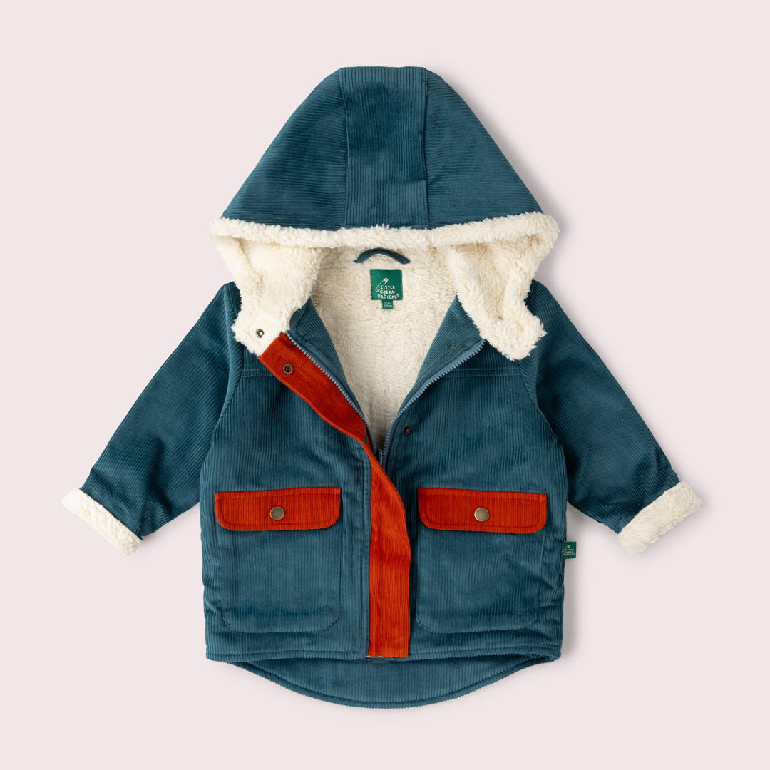Calm Sea Colourblock Organic Sherpa Toasty Coat Blue / 7-8y