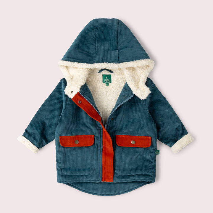 Calm Sea Colourblock Organic Sherpa Toasty Coat Blue / 7-8y