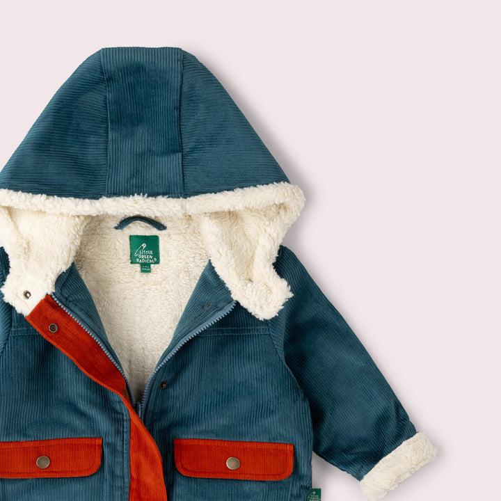 Calm Sea Colourblock Organic Sherpa Toasty Coat Blue / 7-8y