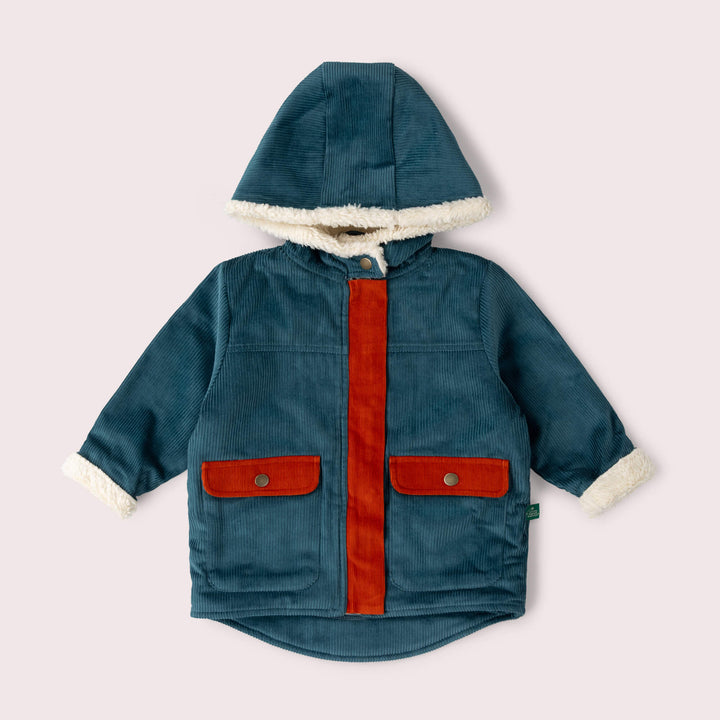 Calm Sea Colourblock Organic Sherpa Toasty Coat Blue / 7-8y