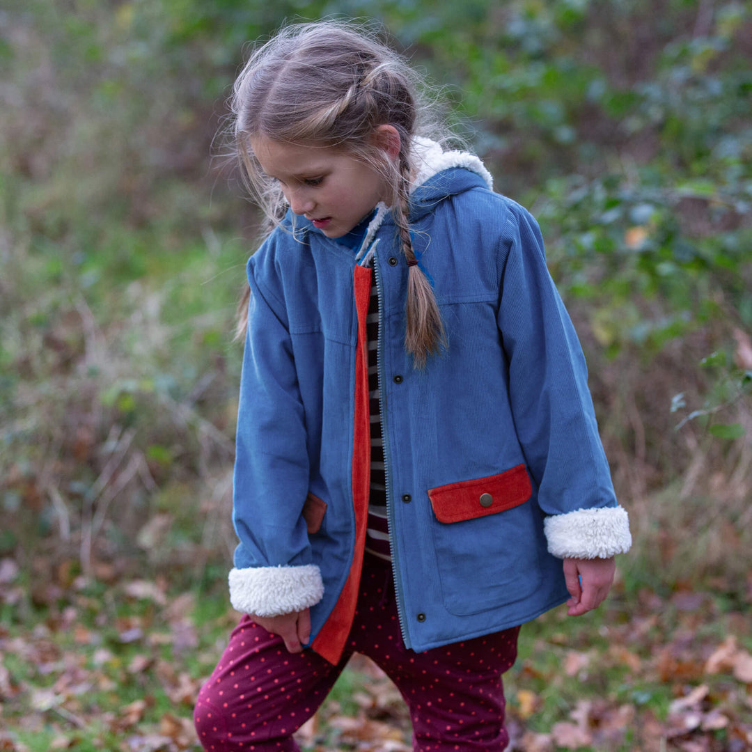 Calm Sea Colourblock Organic Sherpa Toasty Coat Blue / 7-8y