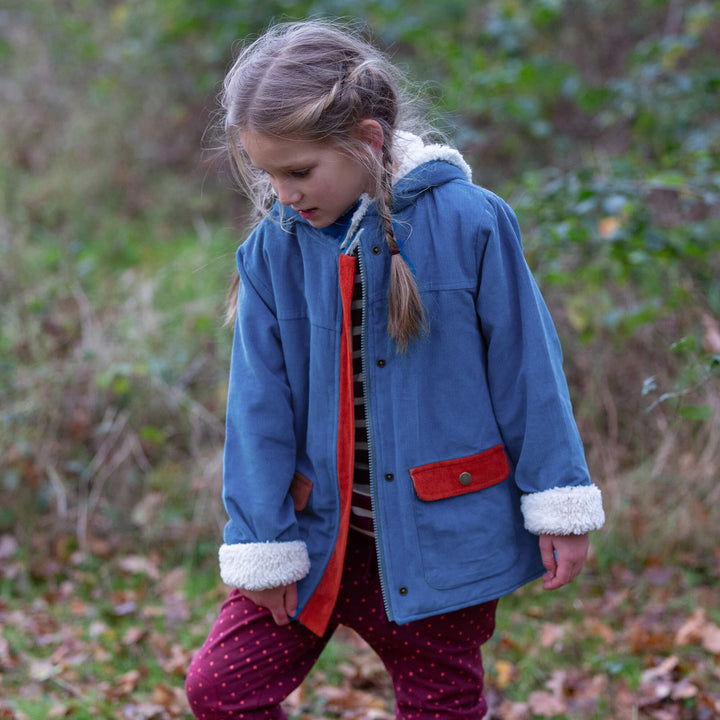Calm Sea Colourblock Organic Sherpa Toasty Coat Blue / 7-8y
