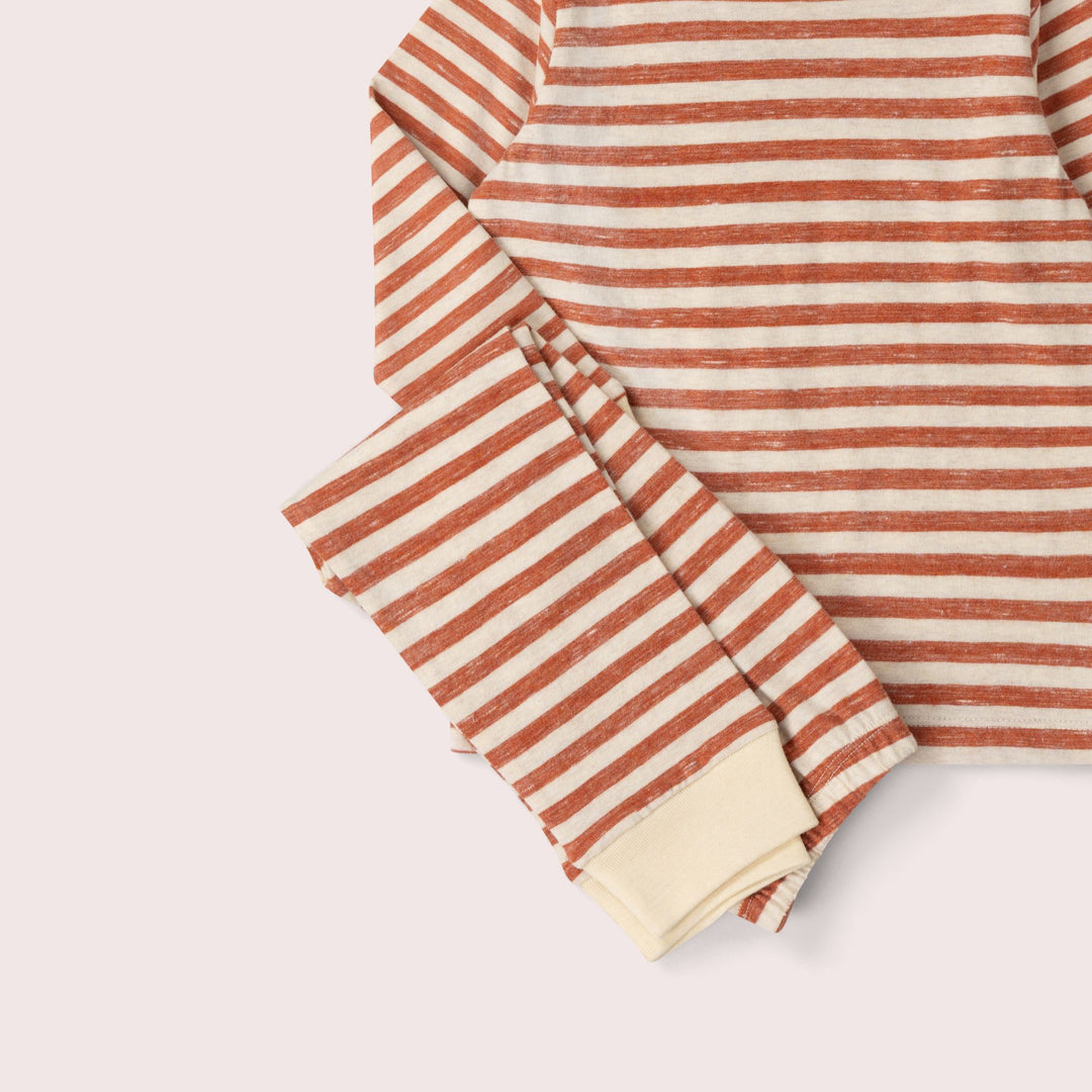 Burnt Ochre Striped Organic Pyjamas NOT AVAILABLE USA/CAN/AUS