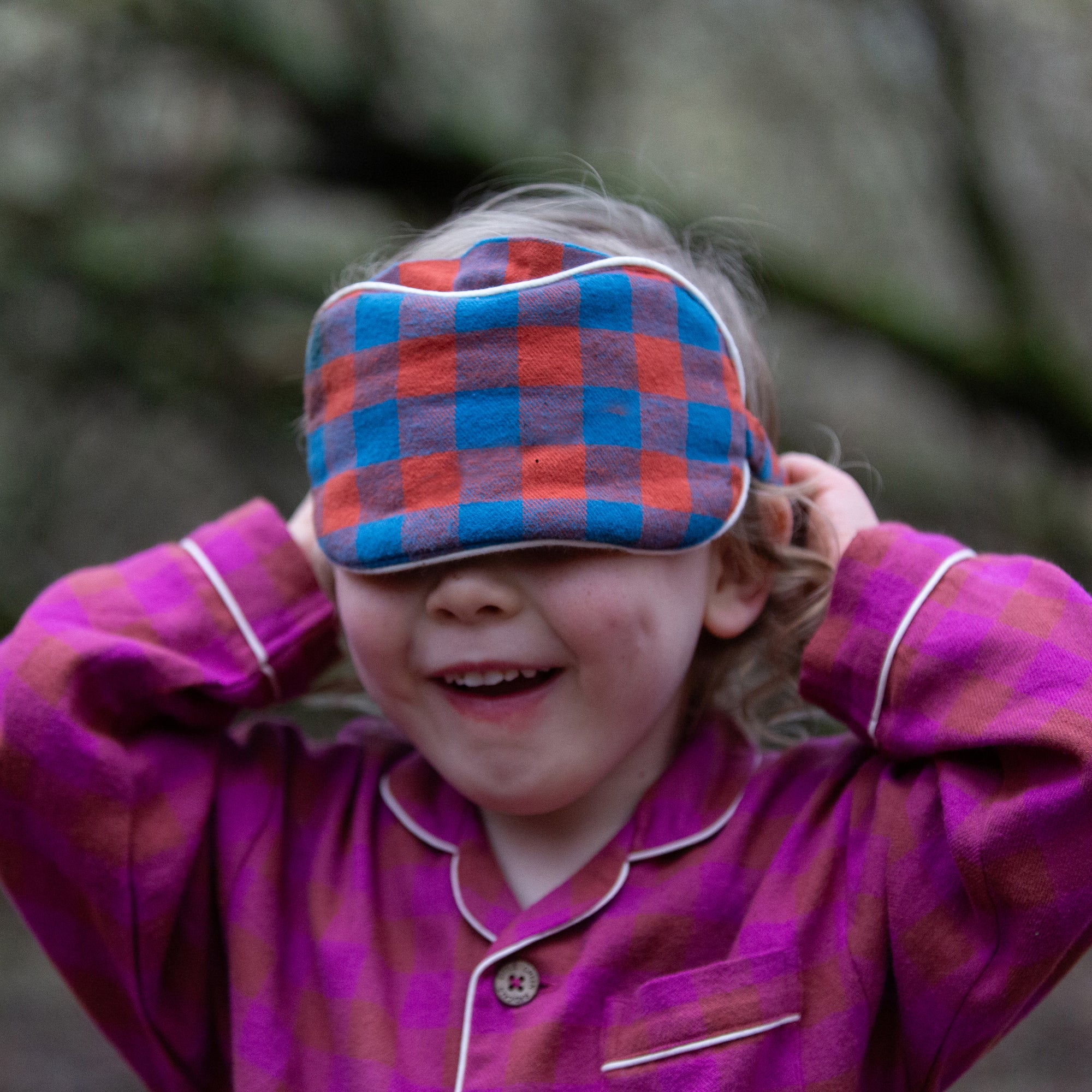 Burnt Ochre Check Organic Adult Eye Mask