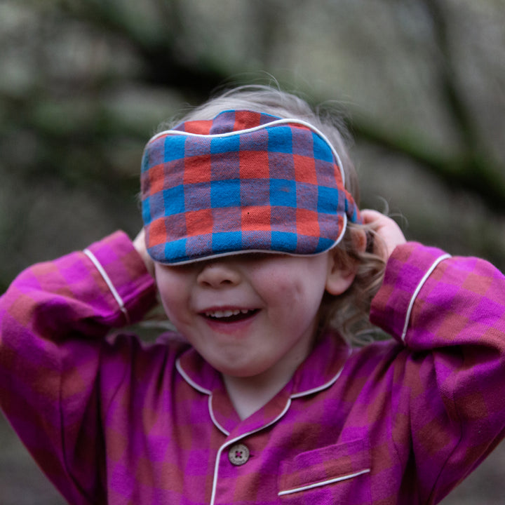 Burnt Ochre Check Organic Adult Eye Mask
