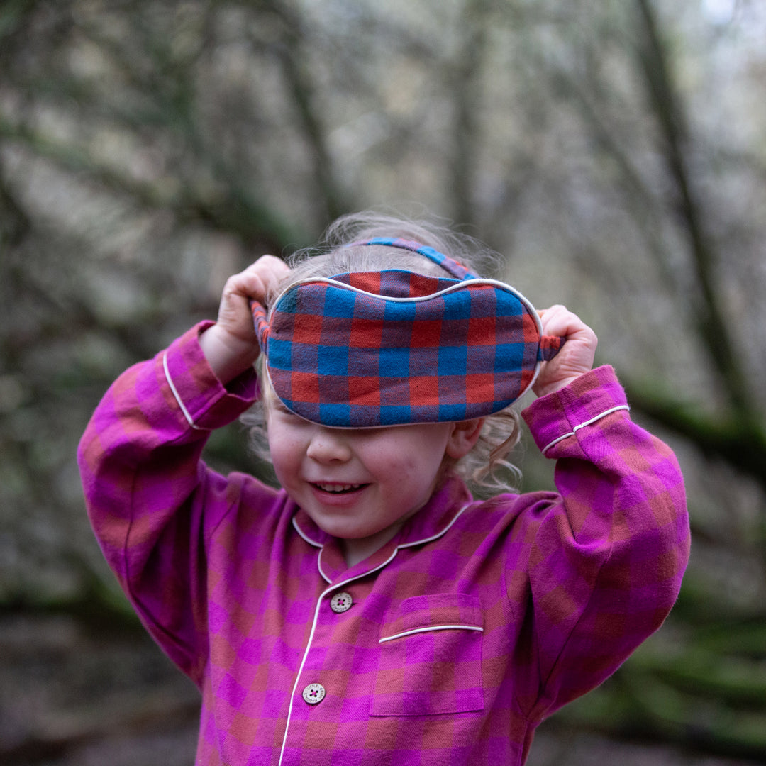 Burnt Ochre Check Organic Adult Eye Mask