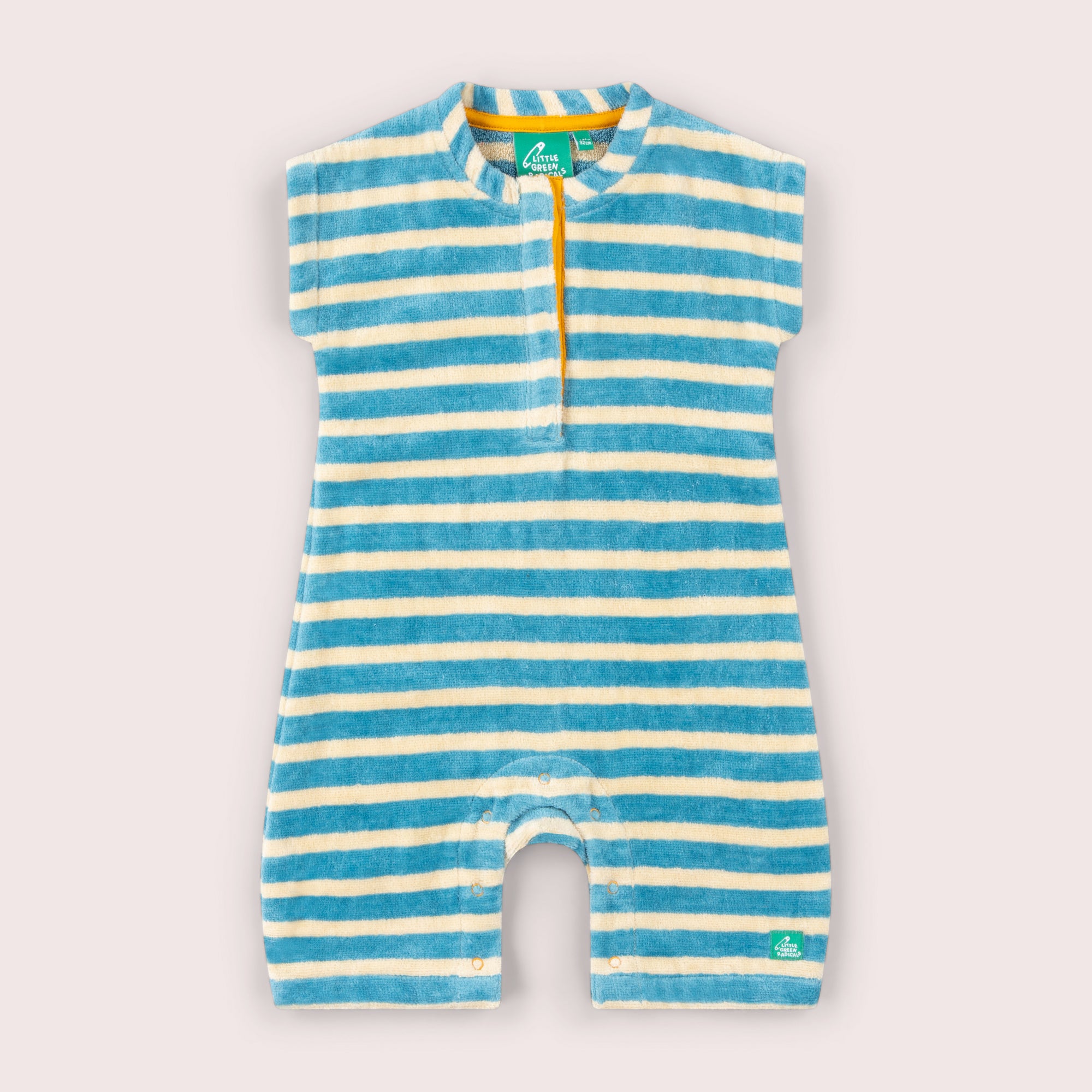 Blue Striped Organic Towelling Romper