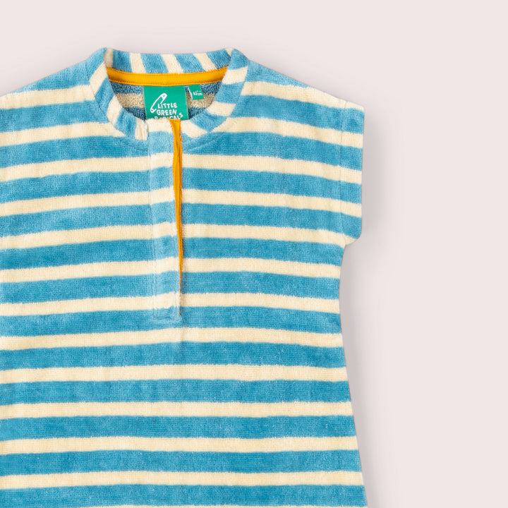 Blue Striped Organic Towelling Romper