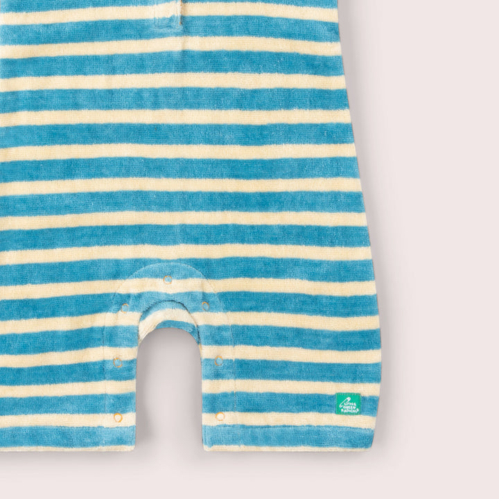 Blue Striped Organic Towelling Romper