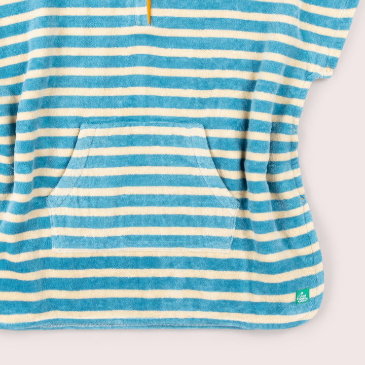 Blue Striped Kids Hooded Beach Poncho