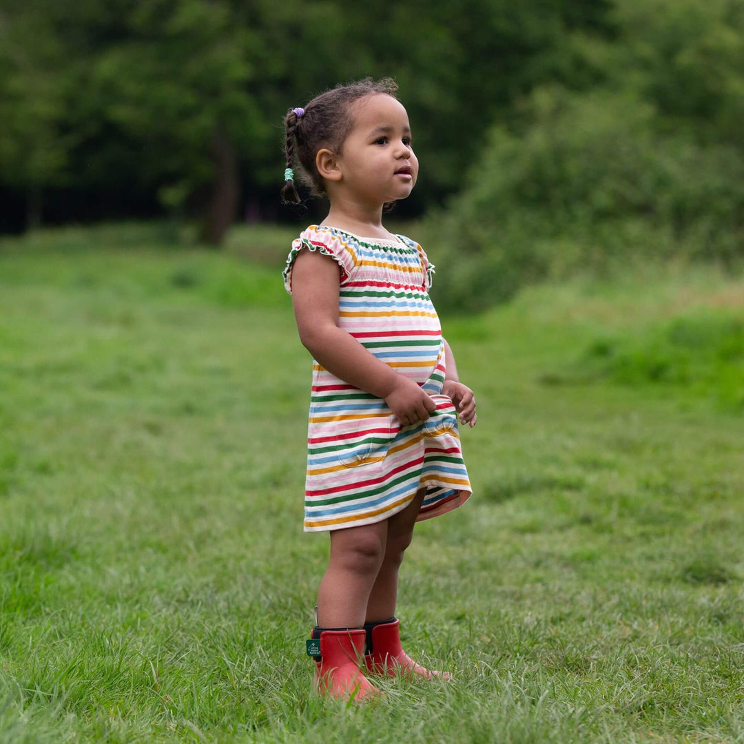 Rainbow Striped Pocket Playdays Dress