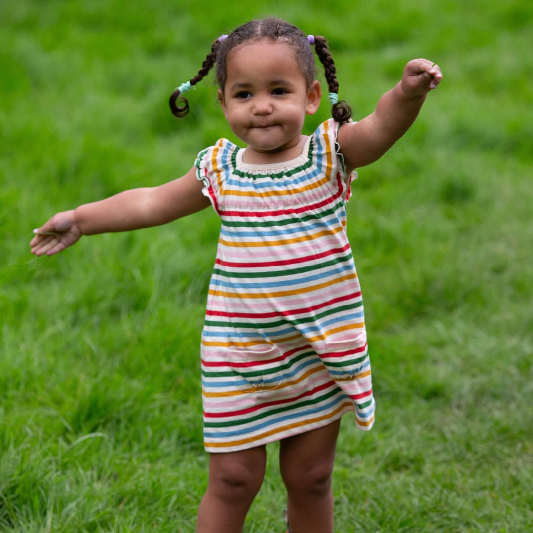 Rainbow Striped Pocket Playdays Dress