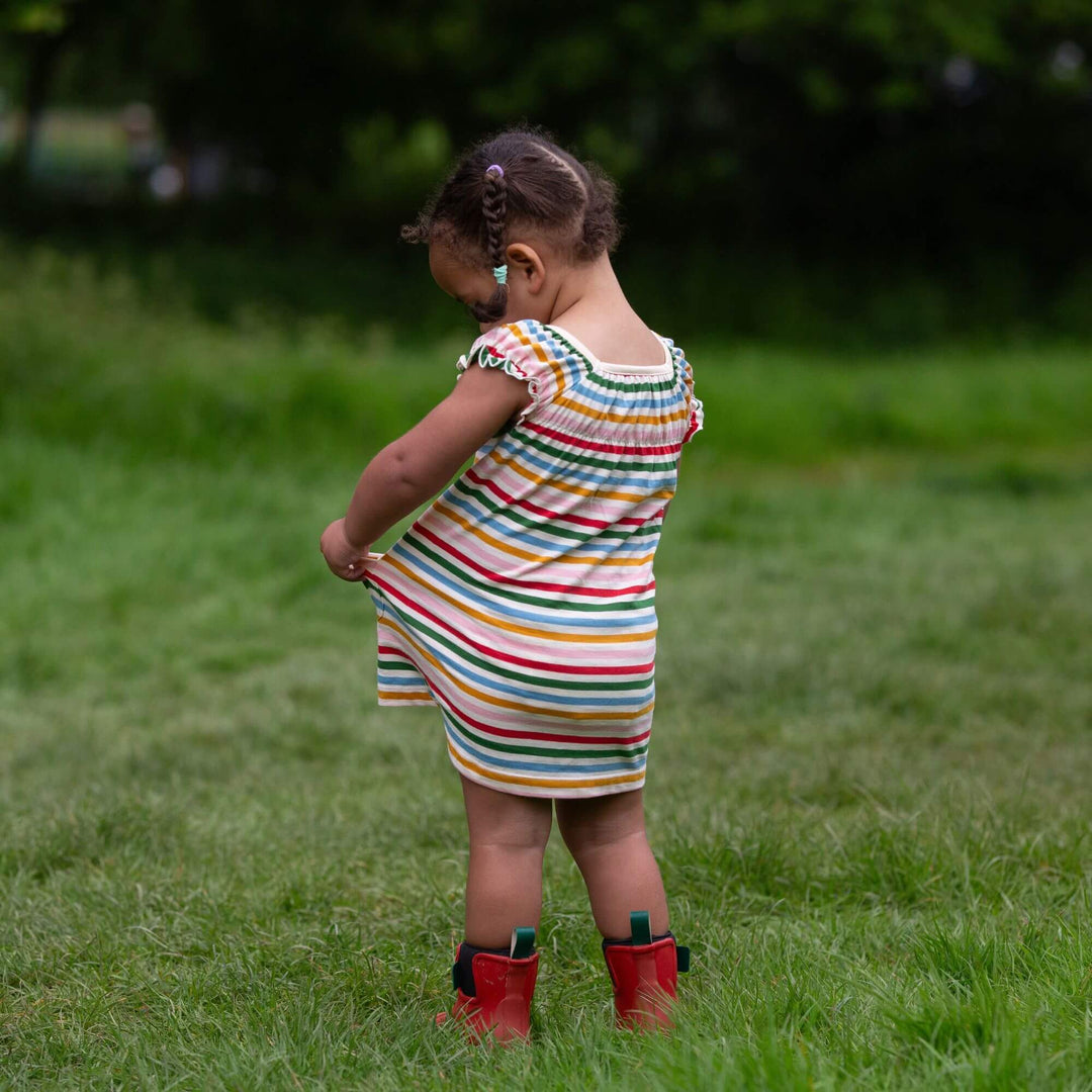 Rainbow Striped Pocket Playdays Dress