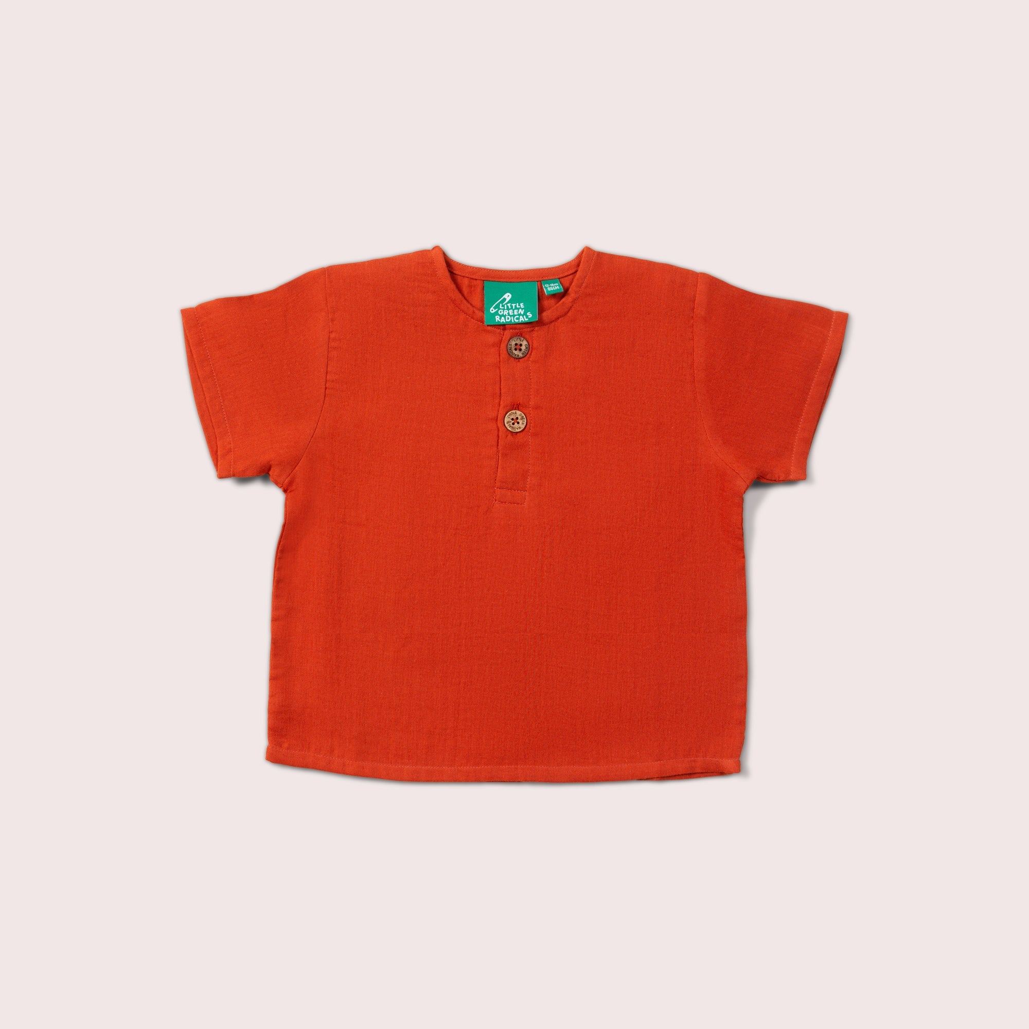 Soft Red Muslin Loose Short Sleeve Top (S24)