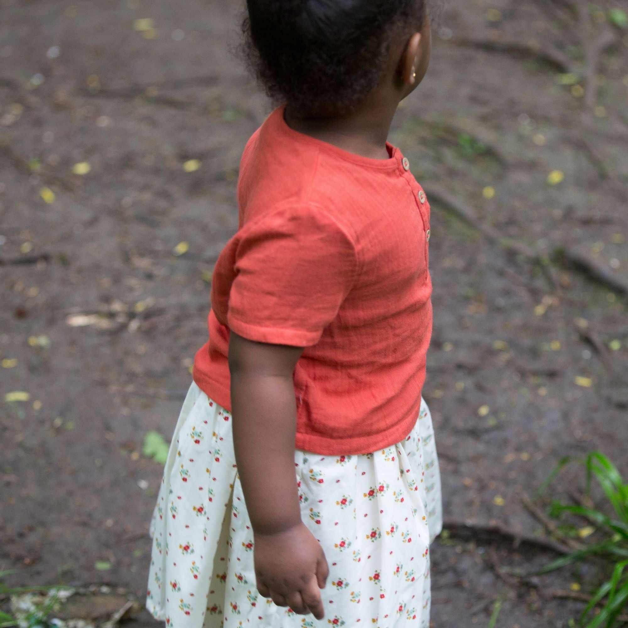 Soft Red Muslin Loose Short Sleeve Top (S24)