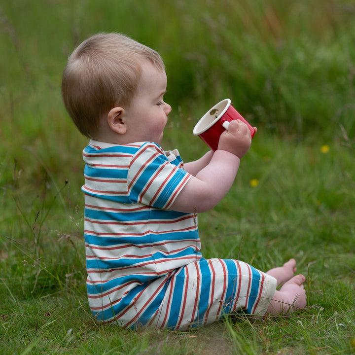 Blue & Walnut Striped Organic Summer Romper