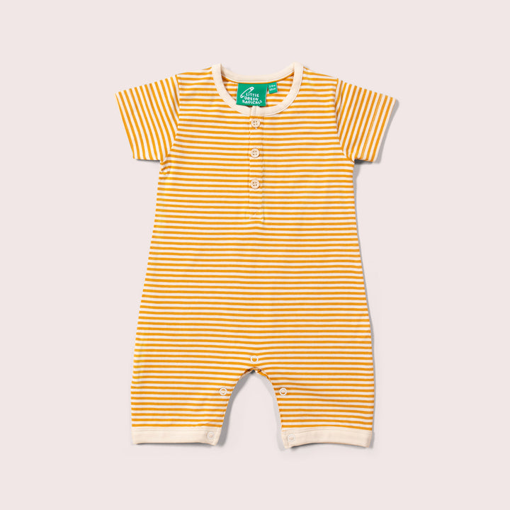 Soft Gold Striped Organic Summer Romper