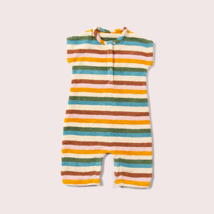 Rainbow Striped Baby Towelling Romper