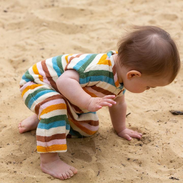 Rainbow Striped Baby Towelling Romper