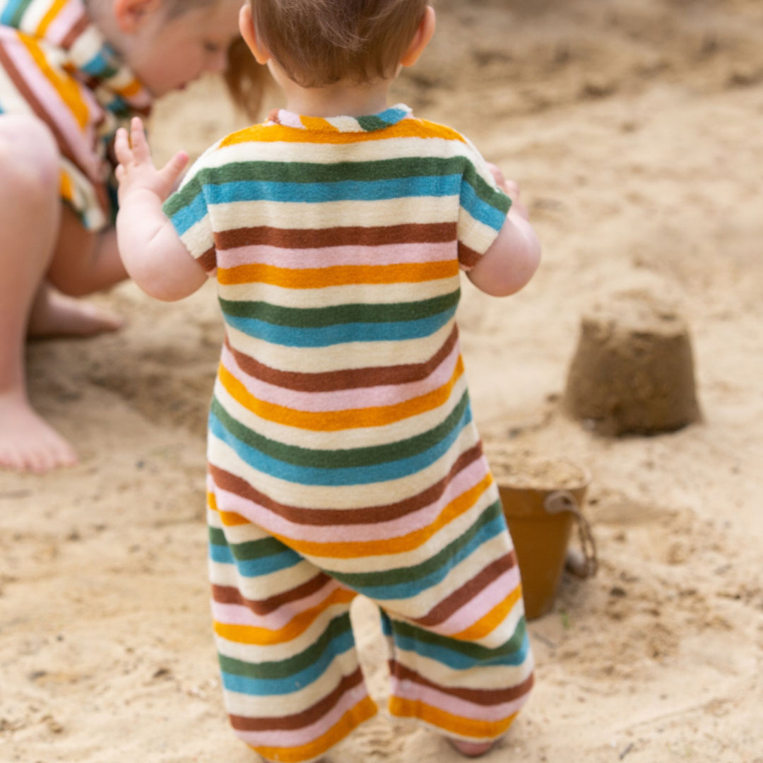 Rainbow Striped Baby Towelling Romper