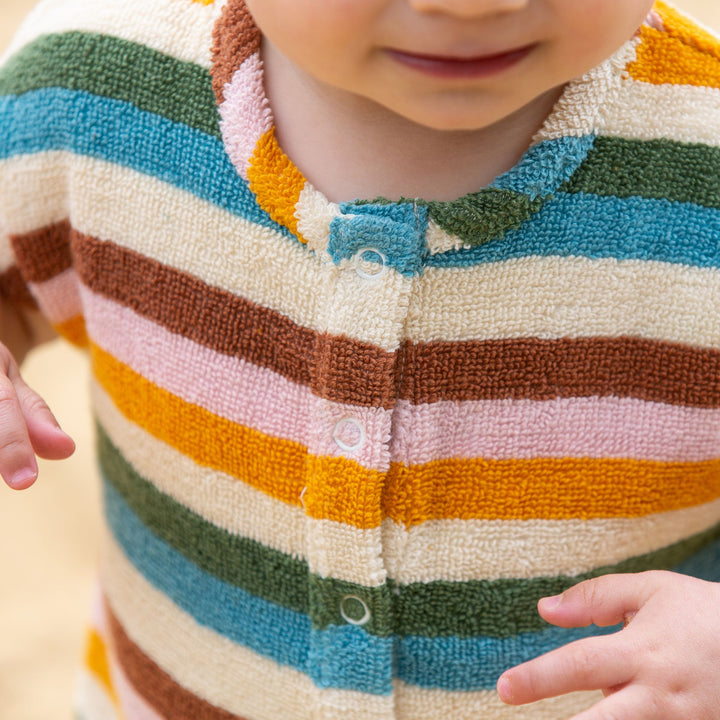 Rainbow Striped Baby Towelling Romper