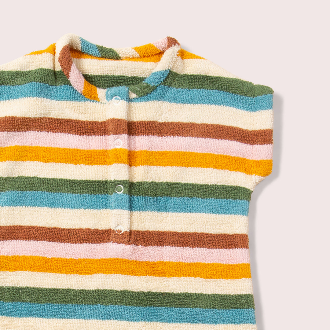 Rainbow Striped Baby Towelling Romper