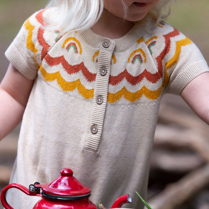 Oatmeal Fairisle Rainbow Knitted Shortie