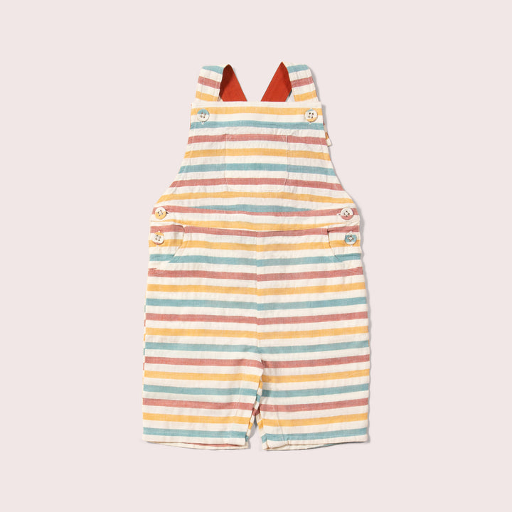 Walnut Striped Seersucker Dungaree Shorts