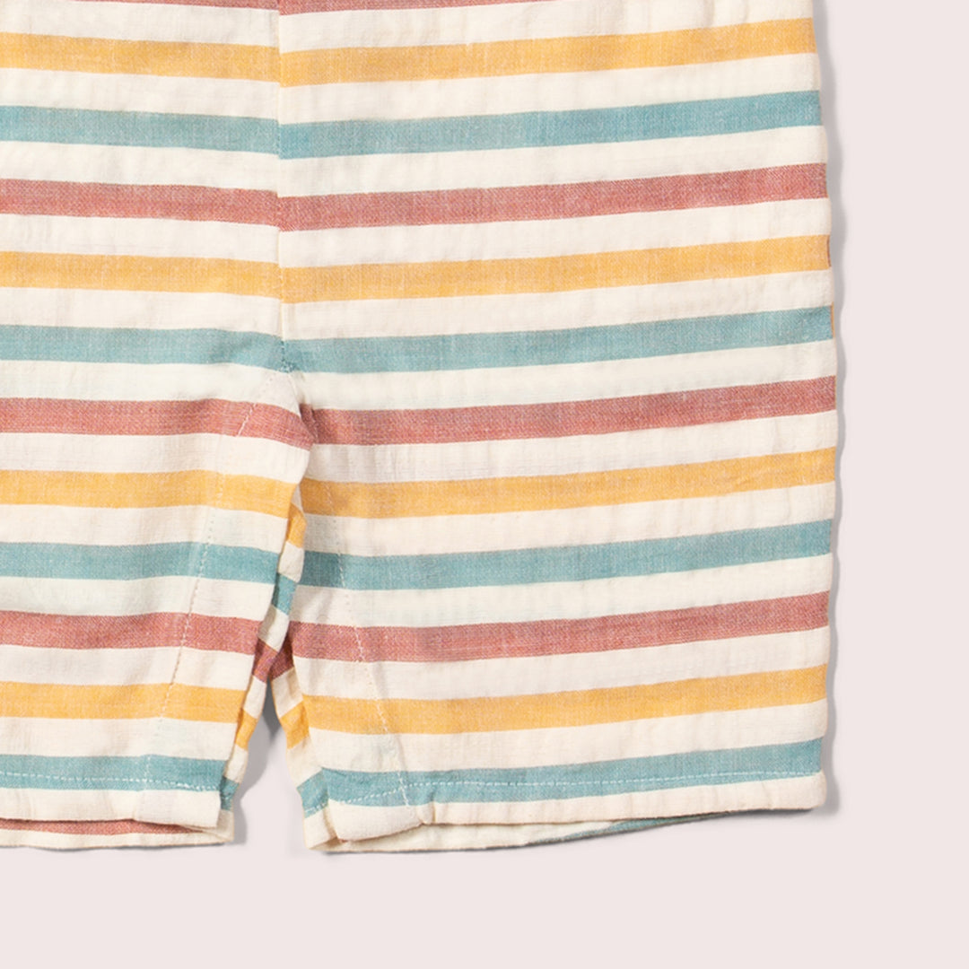 Walnut Striped Seersucker Dungaree Shorts